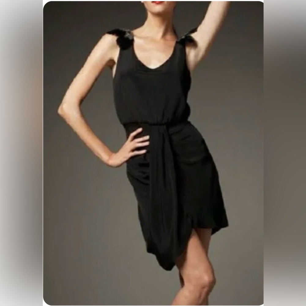 Ali Ro Perfect Little Black dress With Feathers, Size 4,